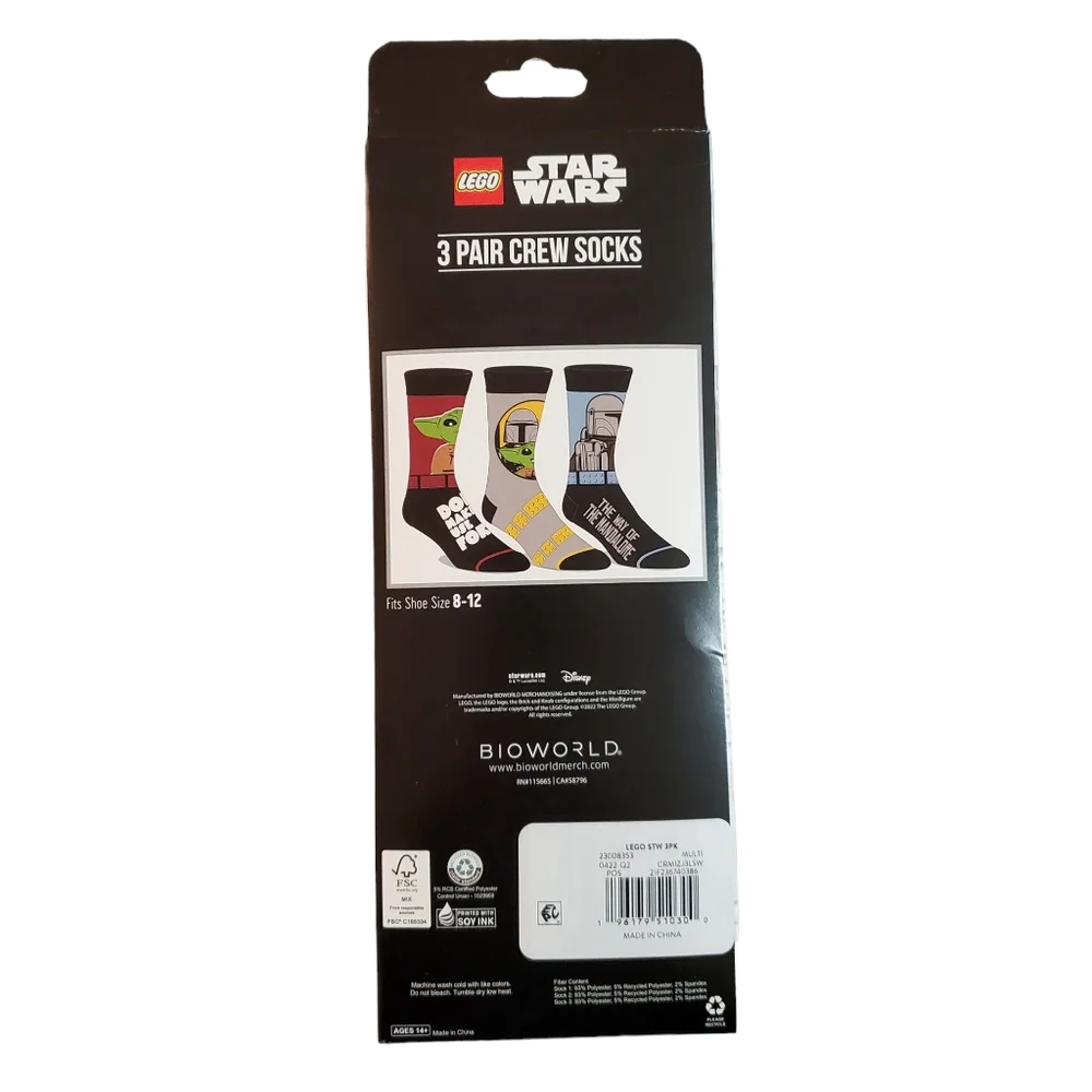 Disney‎ Lego Star Wars Crew Socks 3 Pairs New